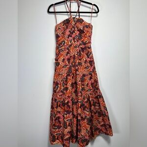 House of Harlow 1960 Paisley Cotton Halter Midi Dress | Pockets | Boho Summer